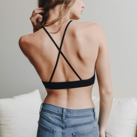 Crochet Bralette Crop Top Black Boho Halter - Picture 2 of 7